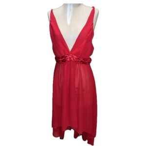 Sexy red slip dress nighty sheer